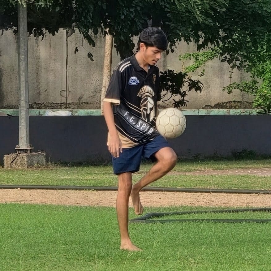 Playing football
